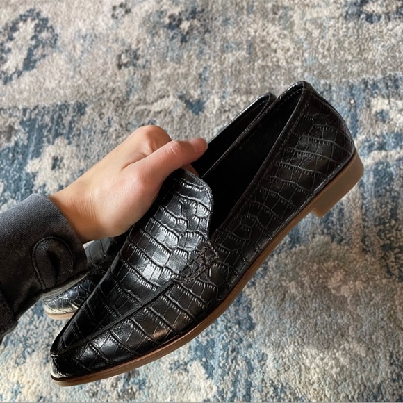 Lucky Brand Bejaz Crocadile Leather Loafer Black Size 7 - Picture 4 of 8
